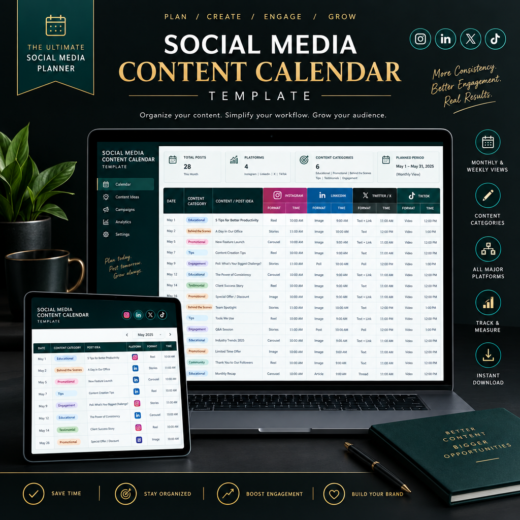 Social Media Content Calendar Template